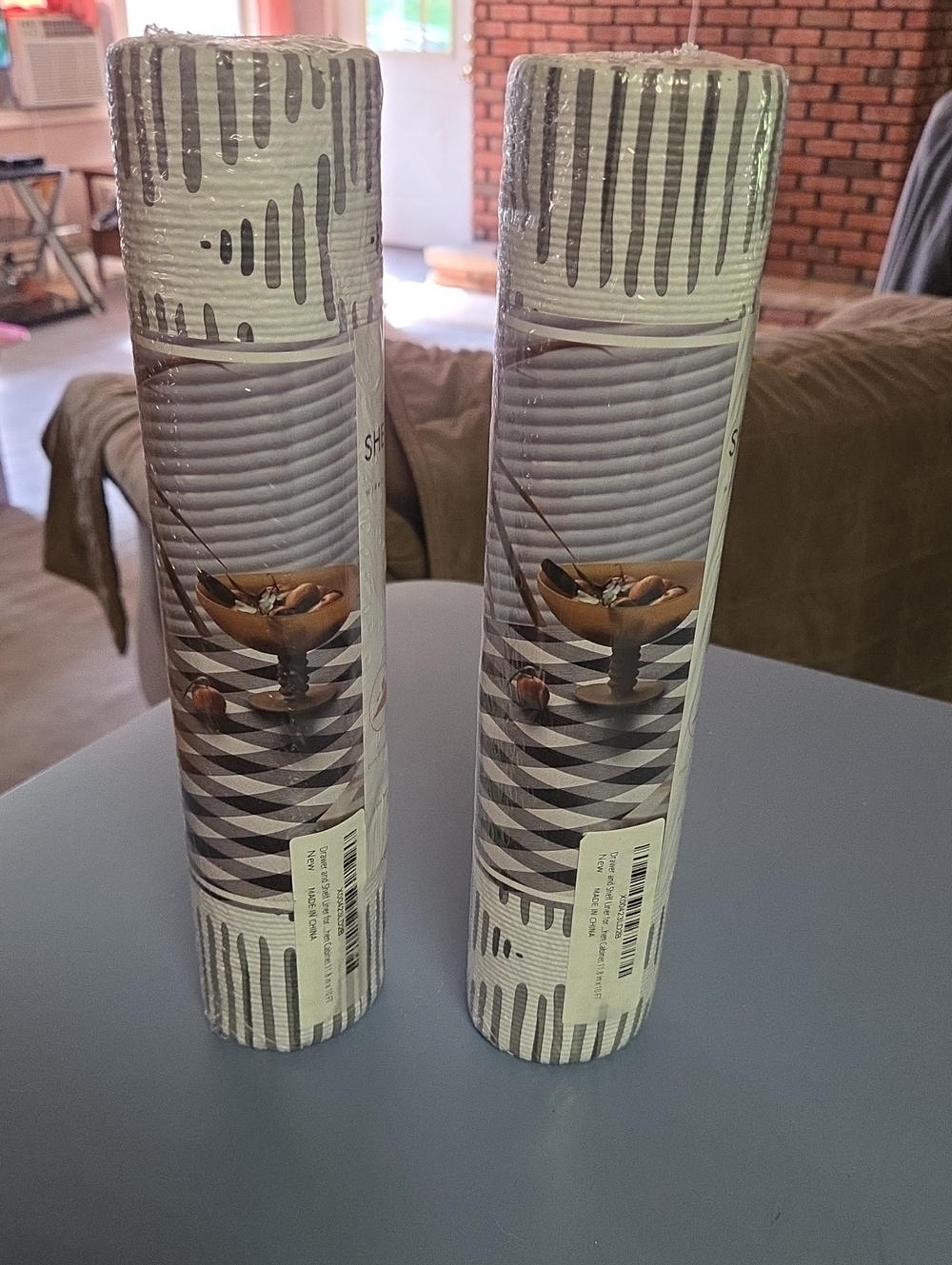 Neutral Gray Patterned Decorative Shelf Liner Roll - Gray and White